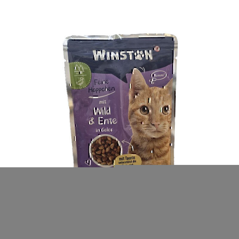 پوچ گربه وینستون با طعم گوشت شکار و اردک در ژله Winston Game & Duck In Jelly وزن 100 گرم
