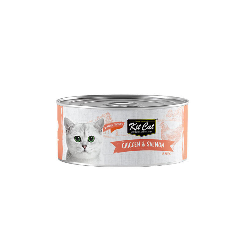 کنسرو غذای گربه کیت کت با طعم مرغ و ماهی سالمون KitCat Chicken & Salmon وزن 80 گرم
