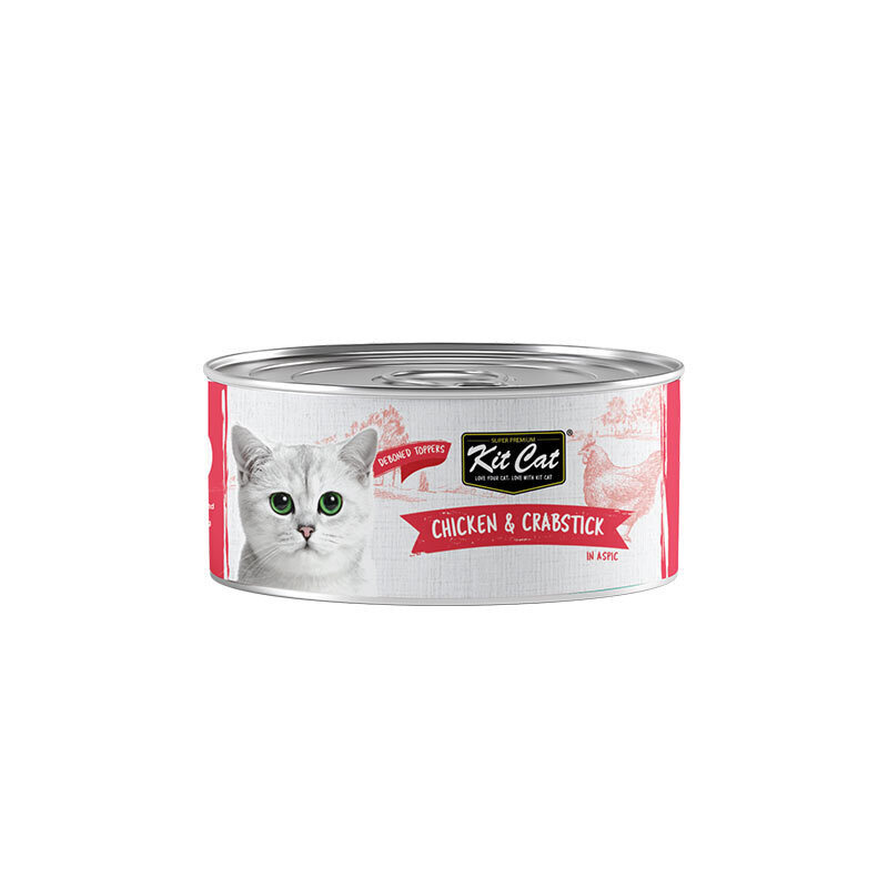 کنسرو غذای گربه کیت کت با طعم مرغ و خرچنگ KitCat Chicken & Crabstick وزن 80 گرم