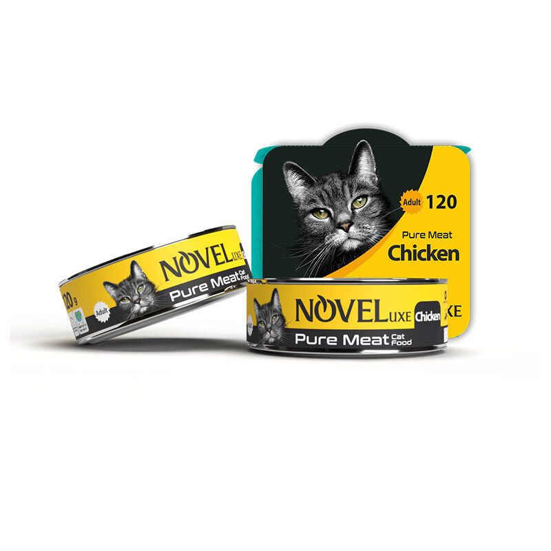 کنسرو گوشت تازه گربه نوول با طعم مرغ Novel Pure Meat With Chicken وزن 120 گرم
