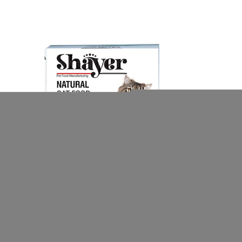 کنسرو غذای گربه با طعم مرغ و آلوئه ورا در سس گوشت شایر Shayer Natural Cat Food Chicken & Aloe Vera وزن 110 گرم