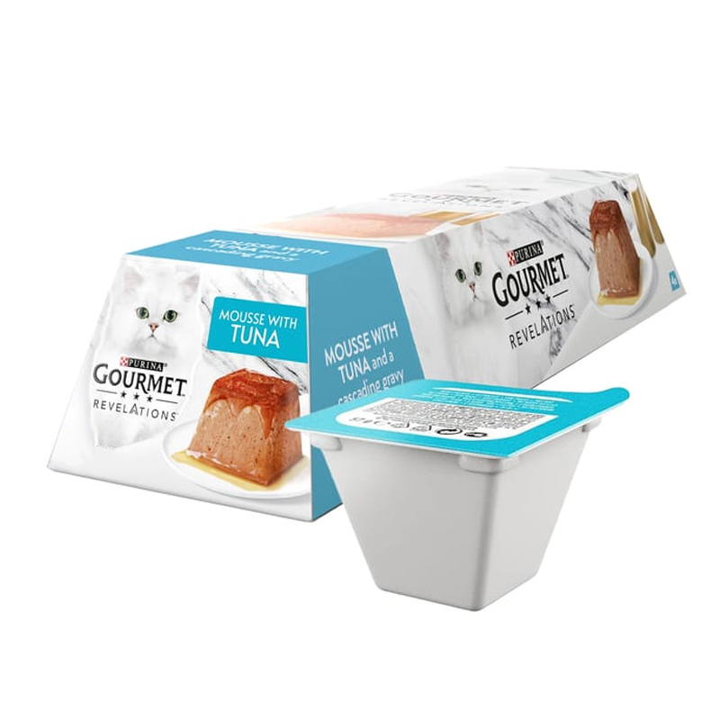 غذای کاسه ای گربه با بافت موس گورمت با طعم ماهی تن Gourmet Revelations Mousse with Tuna بسته 2 عددی