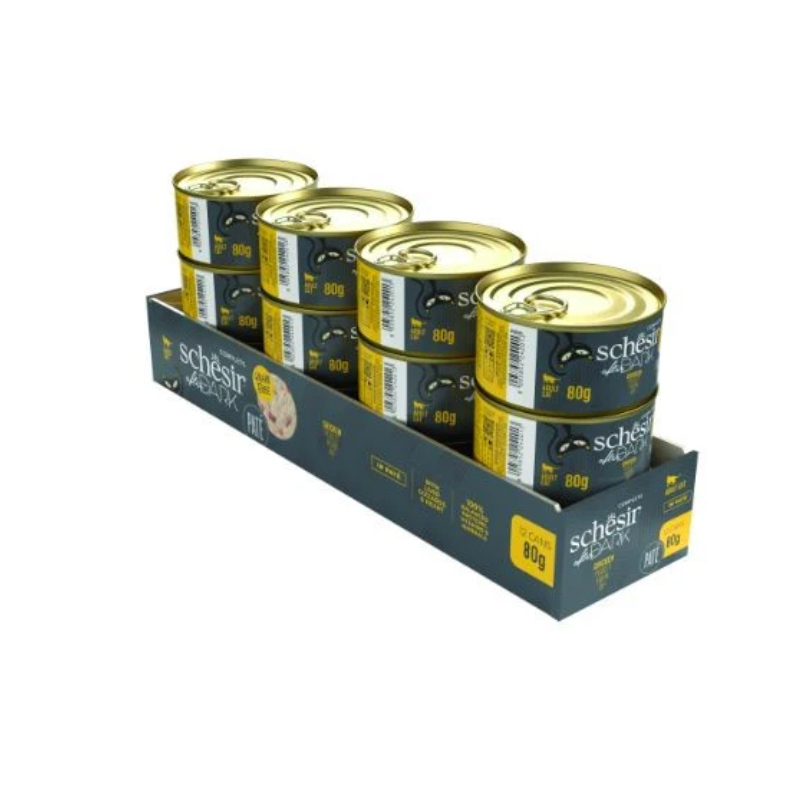 کنسرو غذای گربه افتر دارک شسیر با طعم مرغ Schesir After Dark Chicken In Paté بسته 12 عددی