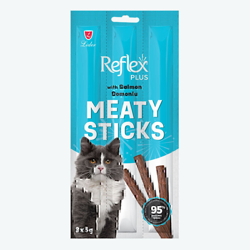 تشویقی مدادی گربه رفلکس با طعم ماهی سالمون Reflex Meaty Sticks With Salmon وزن 15 گرم
