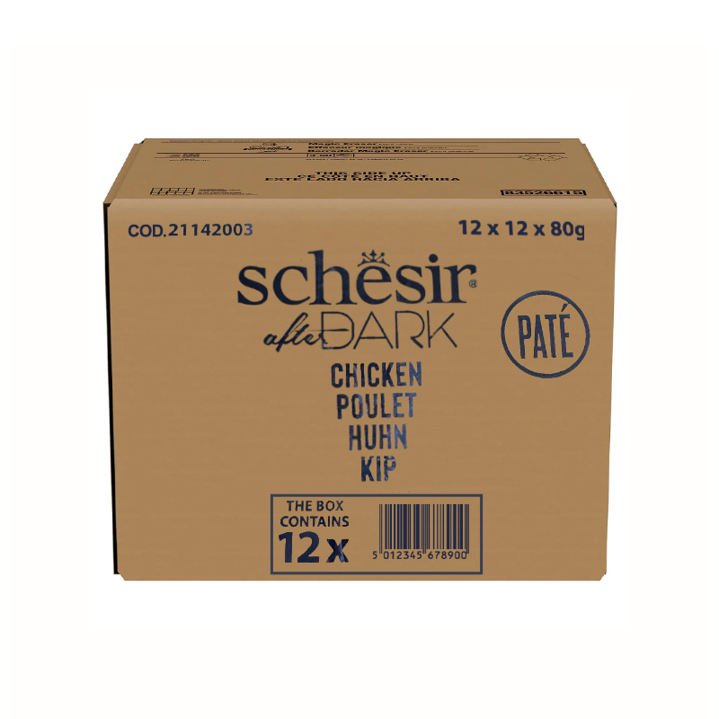 کنسرو غذای گربه افتر دارک شسیر با طعم مرغ Schesir After Dark Chicken In Paté بسته 144 عددی