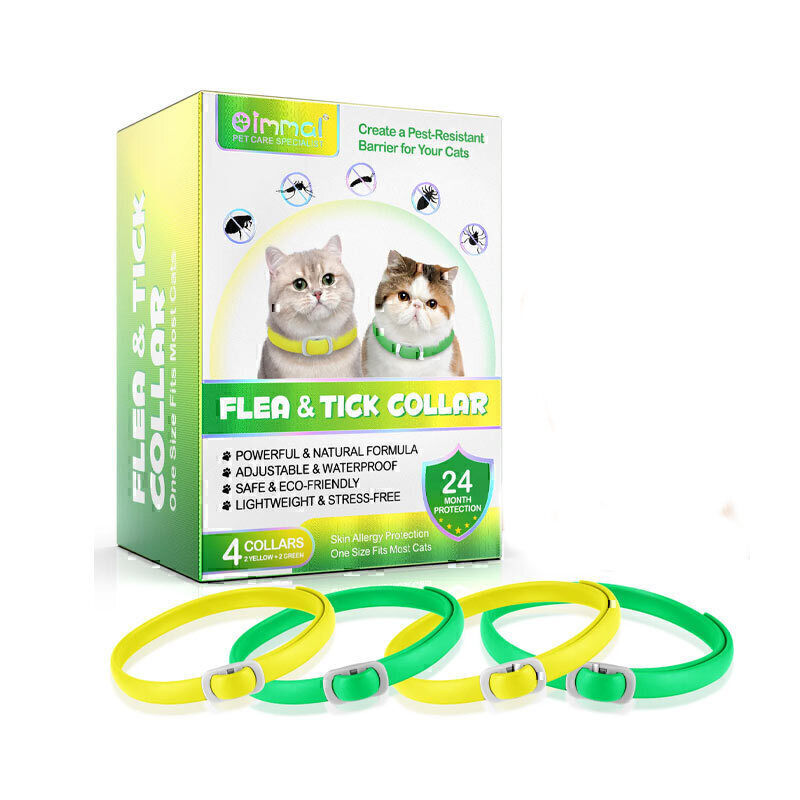 قلاده ضد کک و کنه گربه اویمال سبز و زرد Oimmal Flea & Tick Collar For Cats بسته 4 عددی