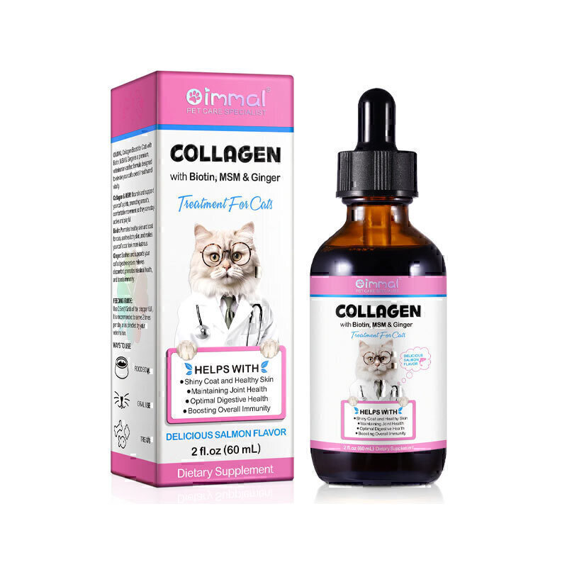 قطره کلاژن همراه با بیوتین گربه اویمال Oimmal Collagen Drops for Cats حجم 60 میلی لیتر