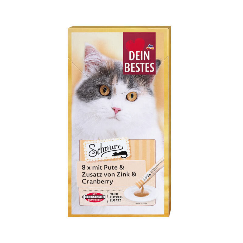 بستنی گربه دین بستس با طعم بوقلمون Dein Bestes Turkey & Cranberry Creamy Snack بسته 8 عددی