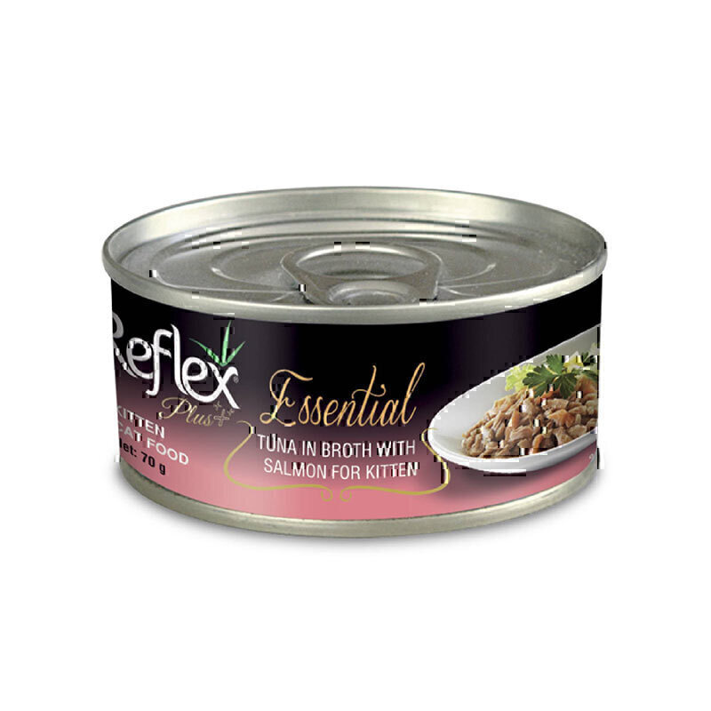 کنسرو بچه گربه رفلکس پلاس با طعم تن ماهی و سالمون در آب گوشت Reflex Plus Kitten Can Food Tuna in Broth with Salmon وزن 70 گرم