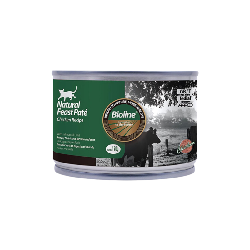 کنسرو غذای گربه بایولاین با طعم مرغ Bioline Canned Cat Food With Chicken وزن 170 گرم
