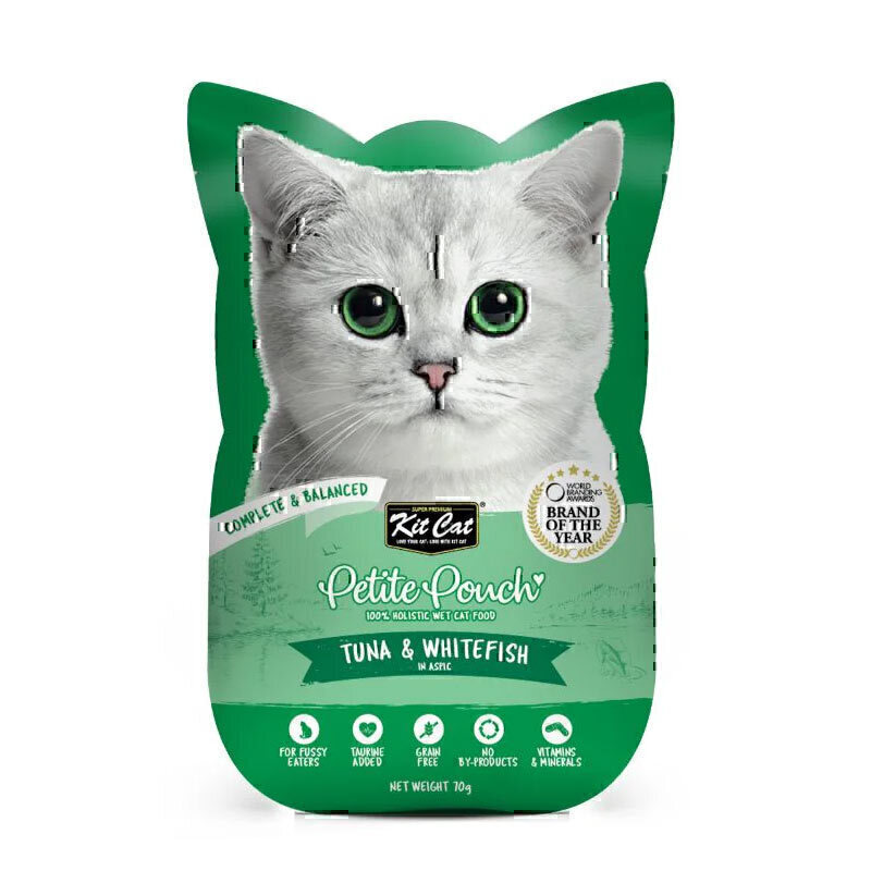 پوچ گربه کیت کت با طعم ماهی تن و ماهی سفید Kit Cat Cat Pouch Tuna & WhiteFish وزن 70 گرم
