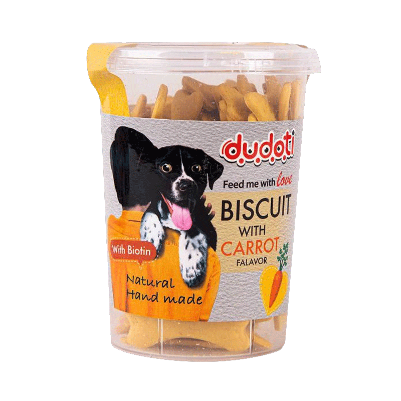تشویقی بیسکوییتی سگ دودوتی با طعم هویج Dudoti Dog Biscuits وزن 150 گرم
