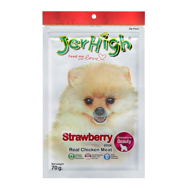تشویقی سگ با طعم توت فرنگی جرهای Jerhigh Chicken Sticks وزن 70 گرم