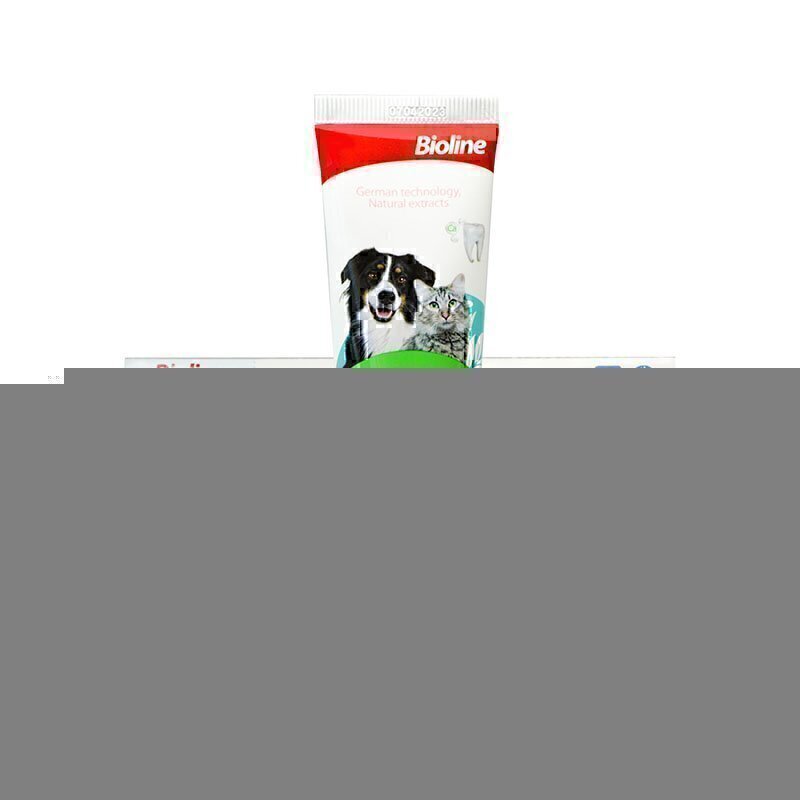 ست مسواک و خمیر دندان سگ و گربه بایولاین حاوی کلسیم مایع Bioline Toothpaste with Liquid Calcium وزن 50 گرم