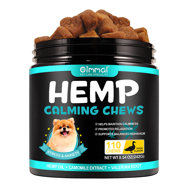 تشویقی سگ جویدنی آرامبخش اویمال با طعم اردک Oimmal Hemp Calming Dog Chews With Duck Flavor بسته 110 عددی