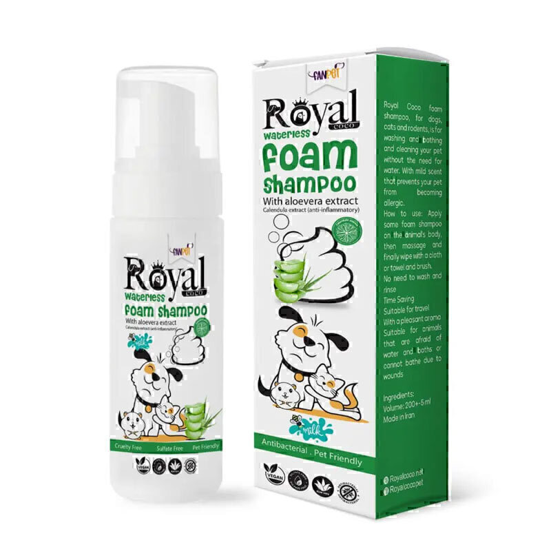 شامپو فومی سگ،گربه و جوندگان رویال کوکو حجم 150 میلی لیتر
